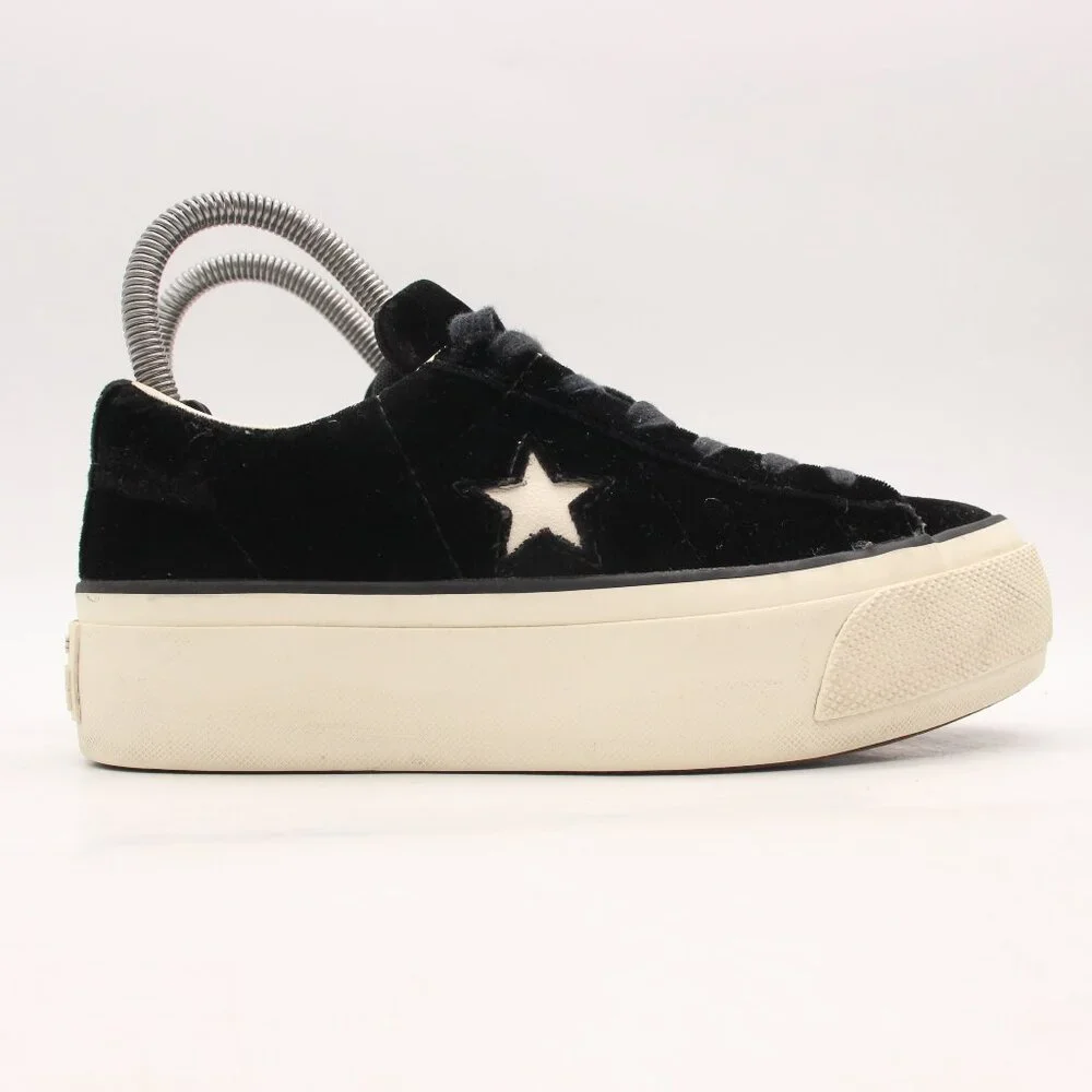 Converse All Star Lift Platform Women's 5 Black Velvet Sneakers Lace Up 558950C